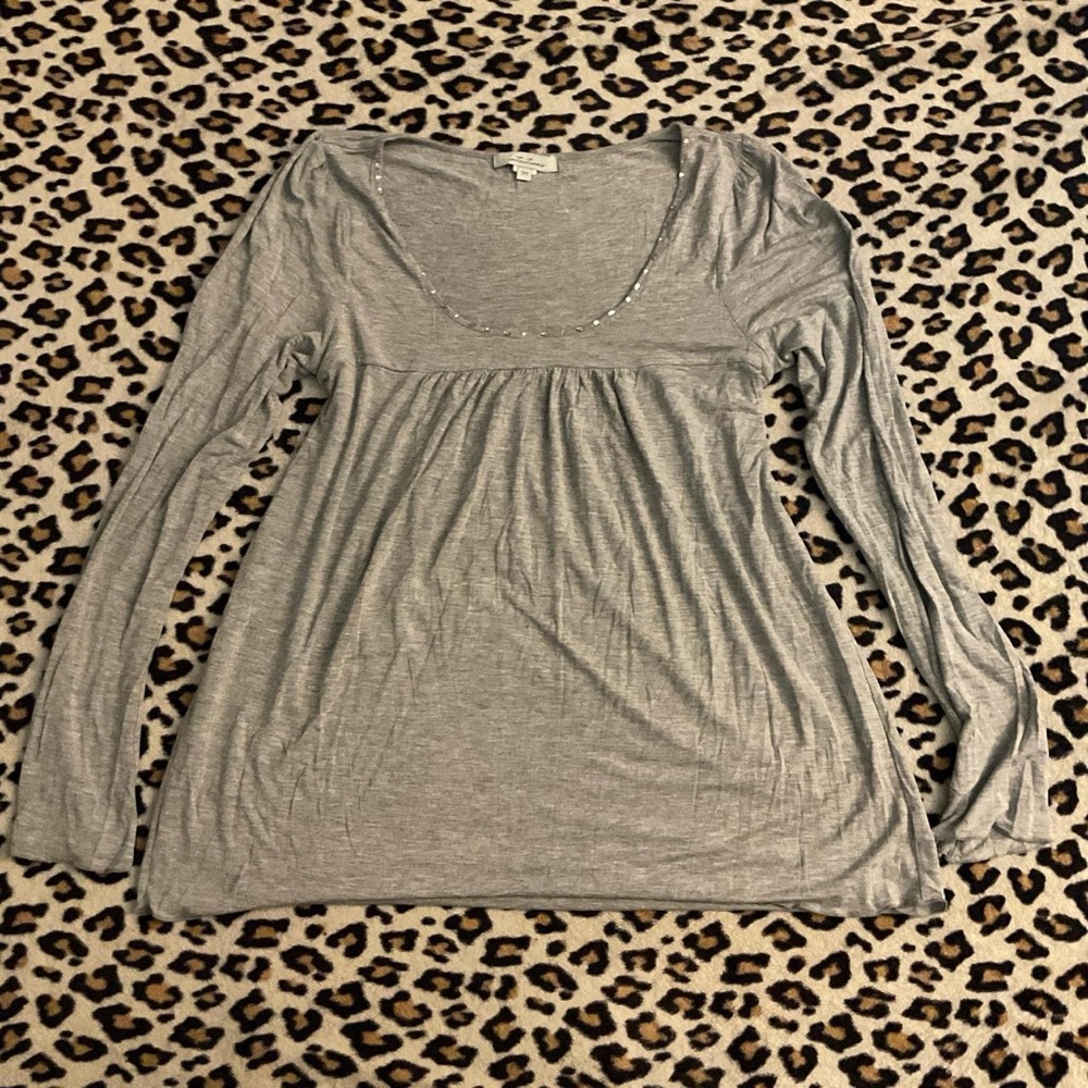 Stylish Gray Long Sleeve Women's Top